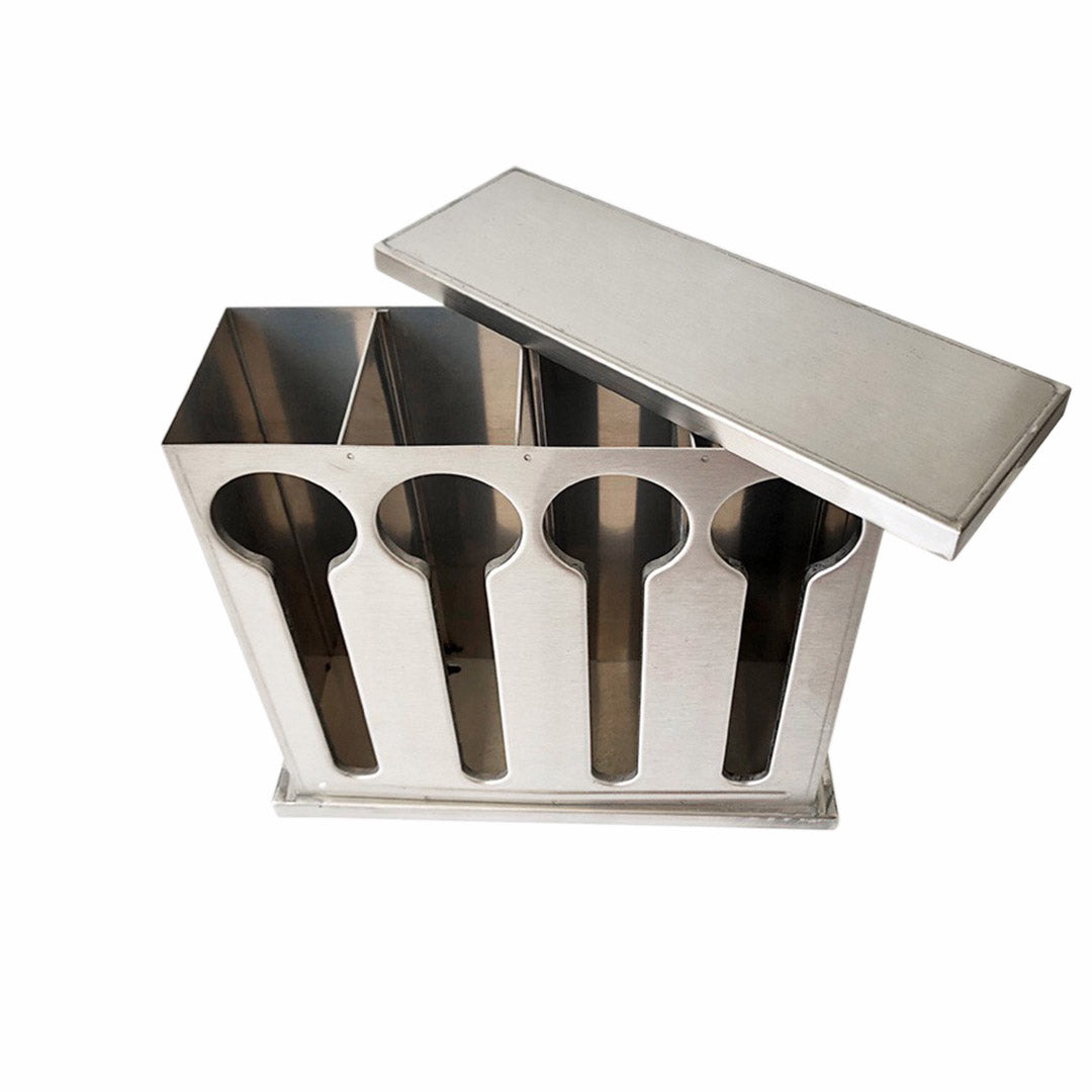 Premium Stainless Steel Buffet Restaurant Spoon Utensil Holder Storage Rack 4 Holes - image4
