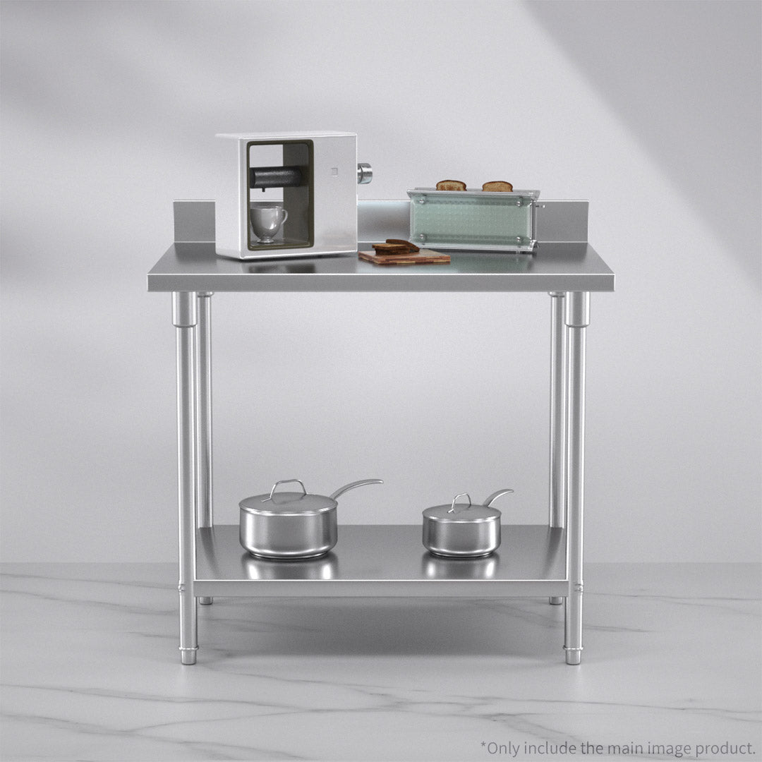 Premium Commercial Catering Kitchen Stainless Steel Prep Work Bench Table with Back-splash 100*70*85cm - image4