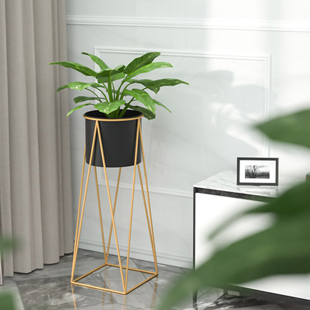 Premium 4X 70cm Gold Metal Plant Stand with Black Flower Pot Holder Corner Shelving Rack Indoor Display - image4