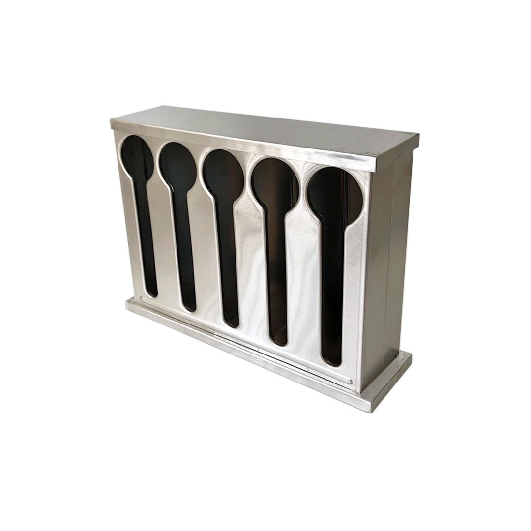 Premium Stainless Steel Buffet Restaurant Spoon Utensil Holder Storage Rack 5 Holes - image4