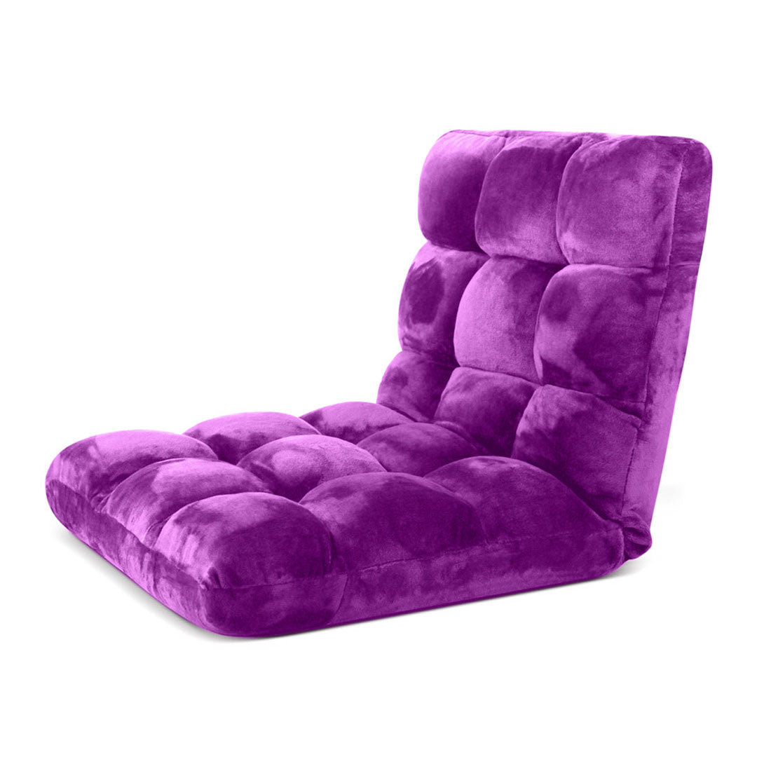 Premium Floor Recliner Folding Lounge Sofa Futon Couch Folding Chair Cushion Purple - image4