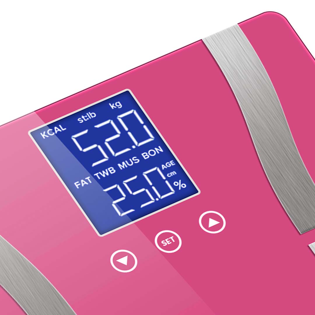 Premium Glass LCD Digital Body Fat Scale Bathroom Electronic Gym Water Weighing Scales Pink - image4