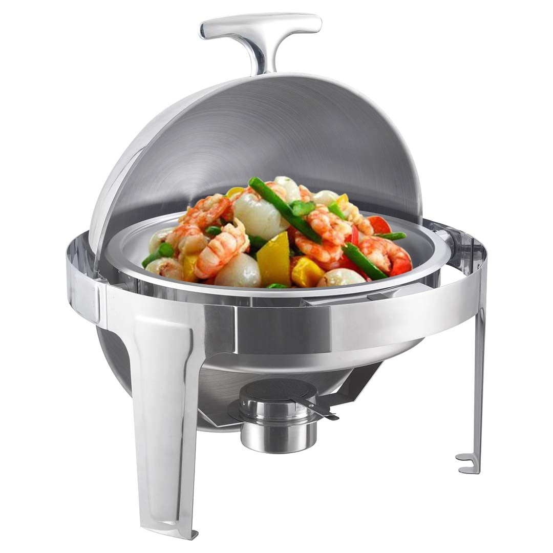 Premium 4X 6L Stainless Steel Chafing Food Warmer Catering Dish Round Roll Top - image4