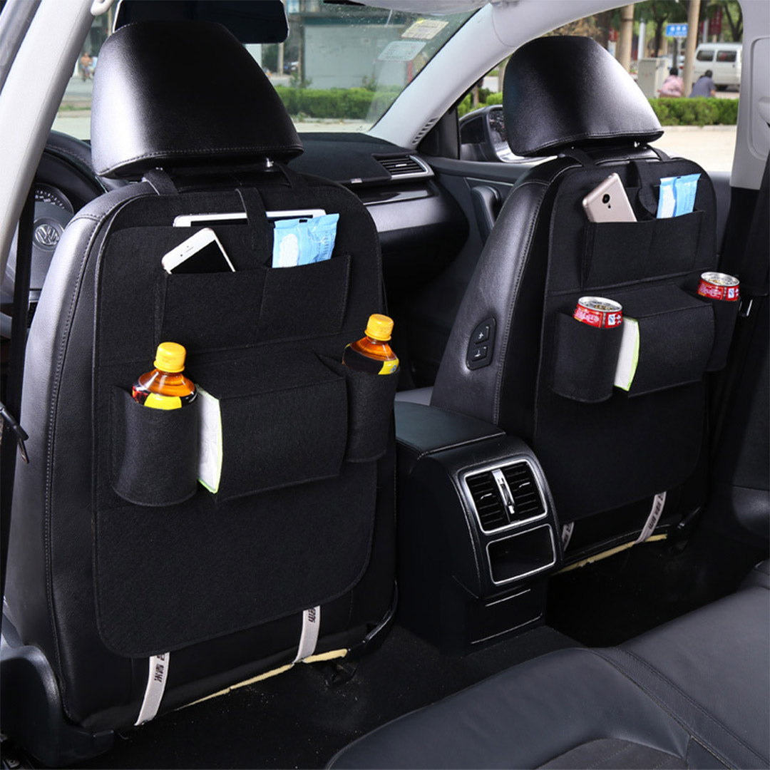 Premium PVC Leather Car Back Seat Storage Bag Multi-Pocket Organizer Backseat and iPad Mini Holder Black - image4