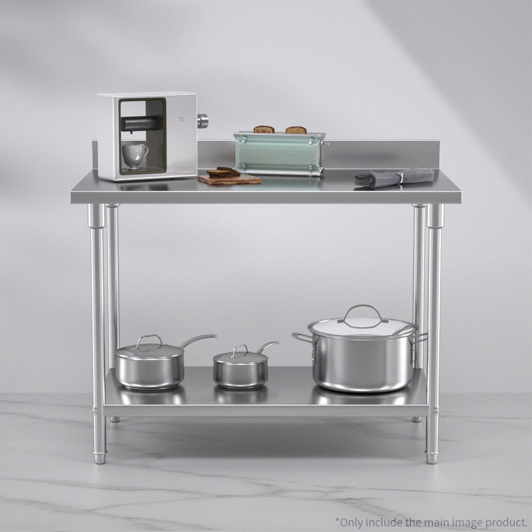 Premium Commercial Catering Kitchen Stainless Steel Prep Work Bench Table with Back-splash 120*70*85cm - image4