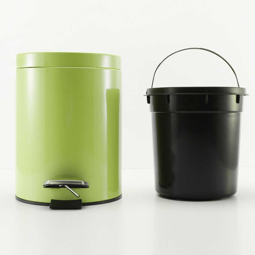 Premium 2X Foot Pedal Stainless Steel Rubbish Recycling Garbage Waste Trash Bin Round 7L Green - image4