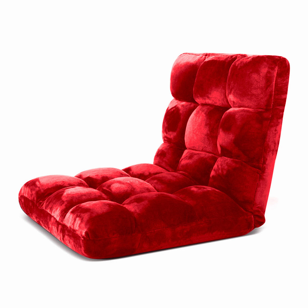 Floor Recliner Folding Lounge Sofa Futon Couch Folding Chair Cushion Red - image4