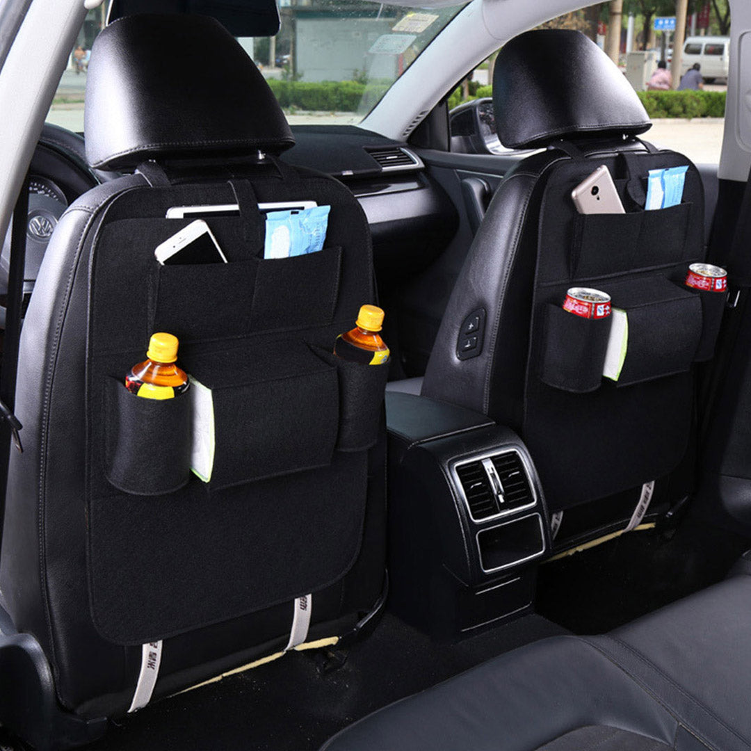 Premium 2X  PVC Leather Car Back Seat Storage Bag Multi-Pocket Organizer Backseat and iPad Mini Holder Black - image4