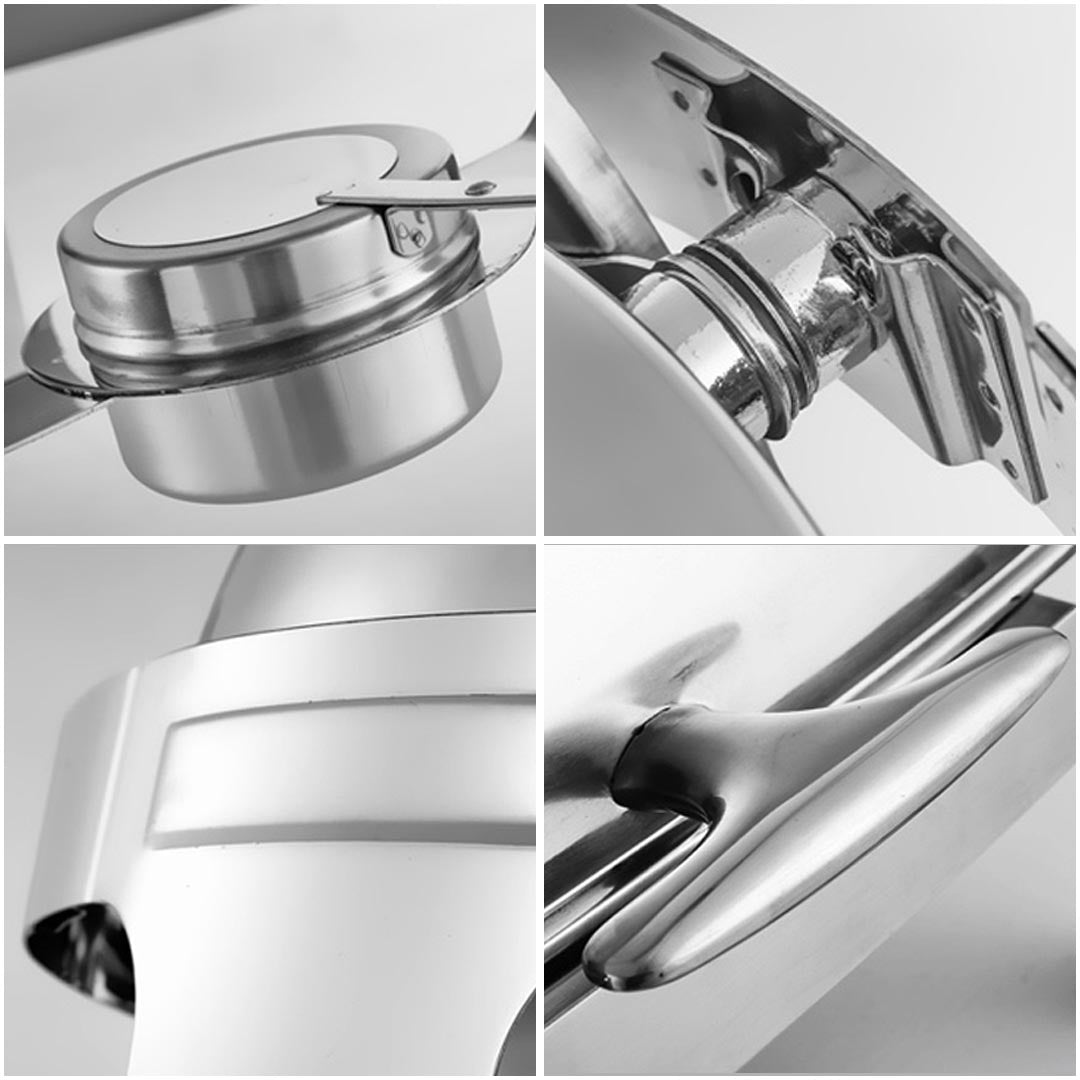 Premium 6L Round Chafing Stainless Steel Food Warmer with Glass Roll Top - image5