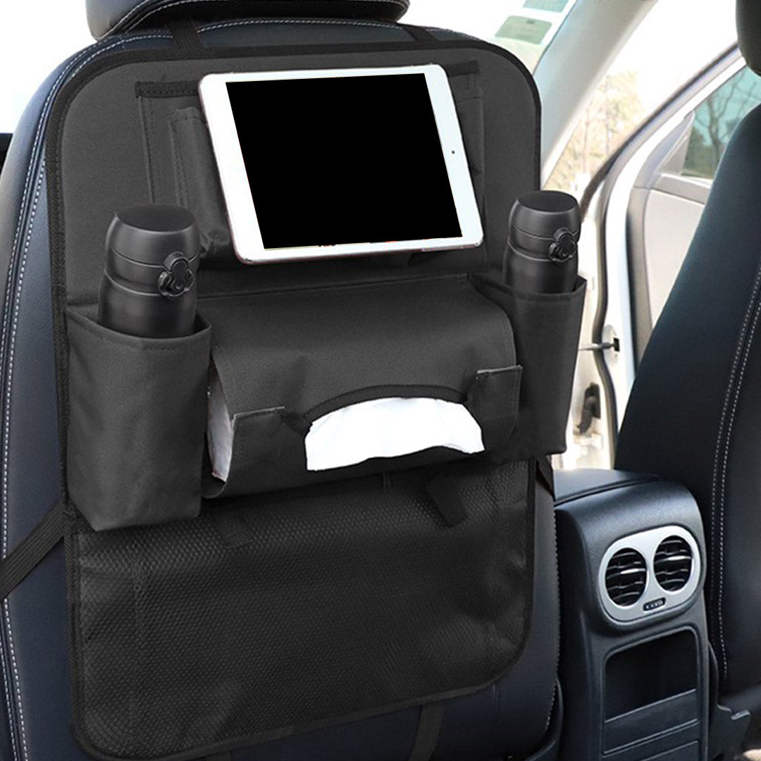 Premium PVC Leather Car Back Seat Storage Bag Multi-Pocket Organizer Backseat and iPad Mini Holder Black - image5