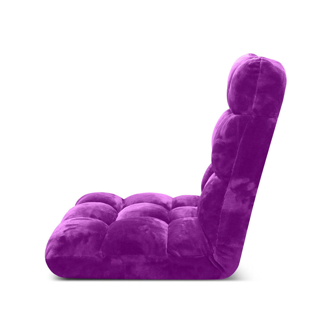 Premium Floor Recliner Folding Lounge Sofa Futon Couch Folding Chair Cushion Purple x4 - image5