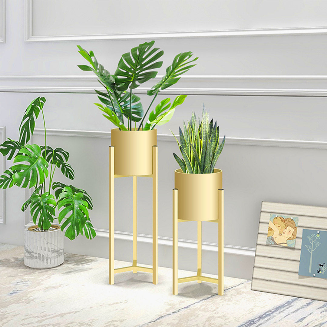 Premium 90cm Gold Metal Plant Stand with Flower Pot Holder Corner Shelving Rack Indoor Display - image5