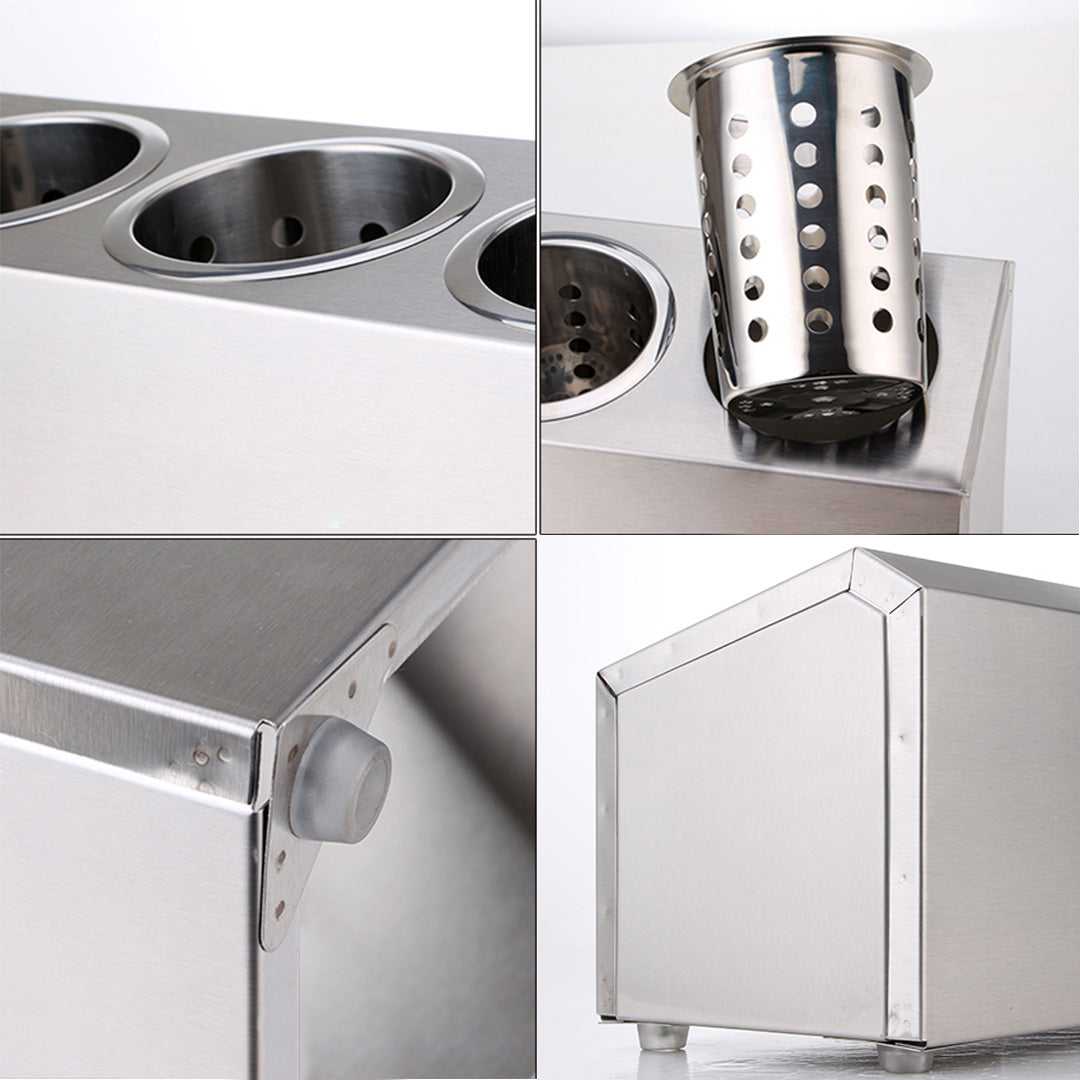 Premium 2X 18/10 Stainless Steel Commercial Conical Utensils Cutlery Holder with 3 Holes - image5