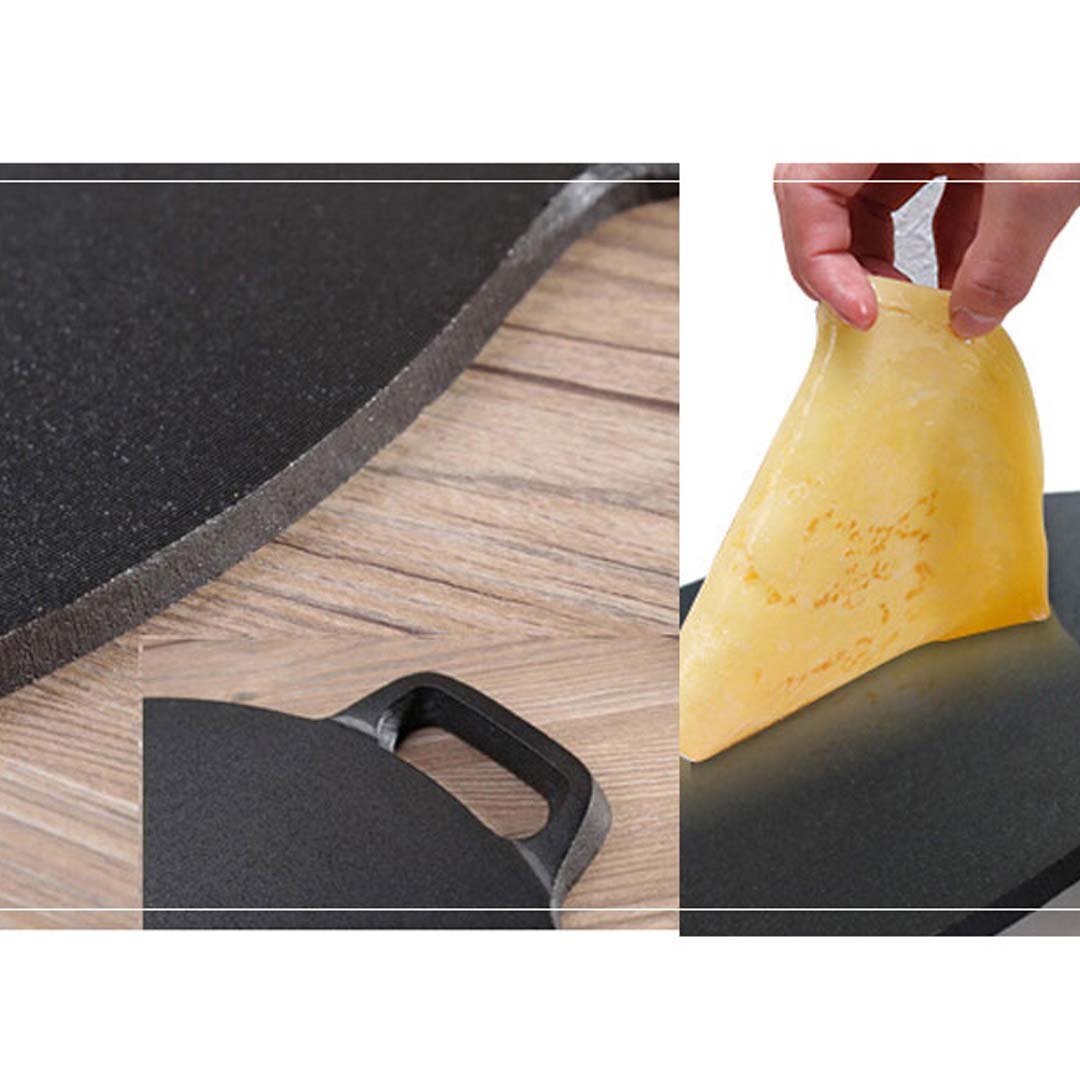 Premium 2X 37cm Cast Iron Induction Crepes Pan Baking Cookie Pancake Pizza Bakeware - image5