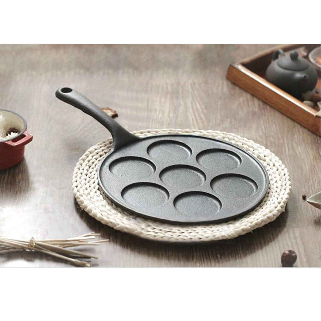 Premium 23cm Cast Iron Takoyaki Fry Pan Octopus Balls Maker 7 Hole Cavities Grill Mold - image5