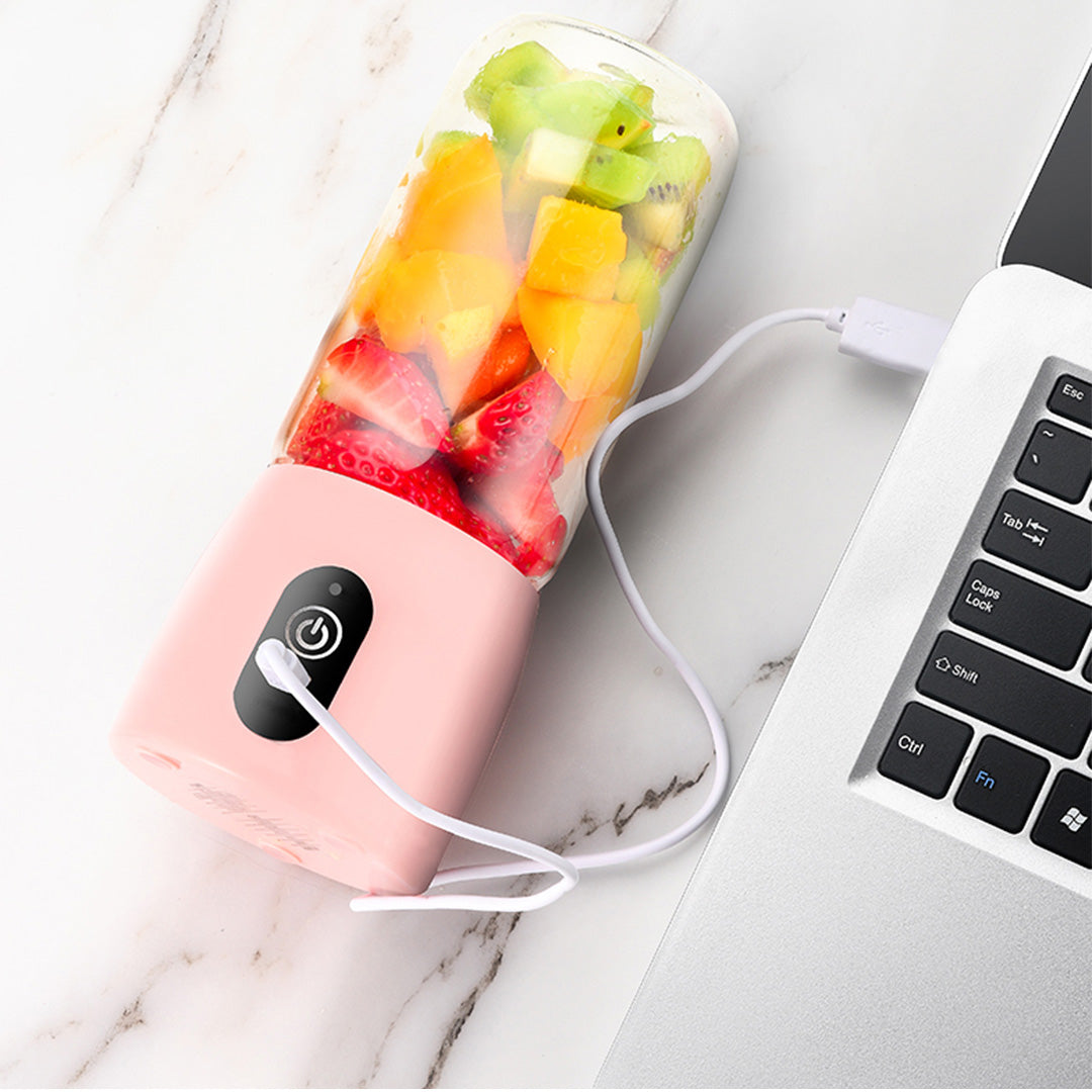 Premium 2X Portable Mini USB Rechargeable Handheld Juice Extractor Fruit Mixer Juicer Pink - image5