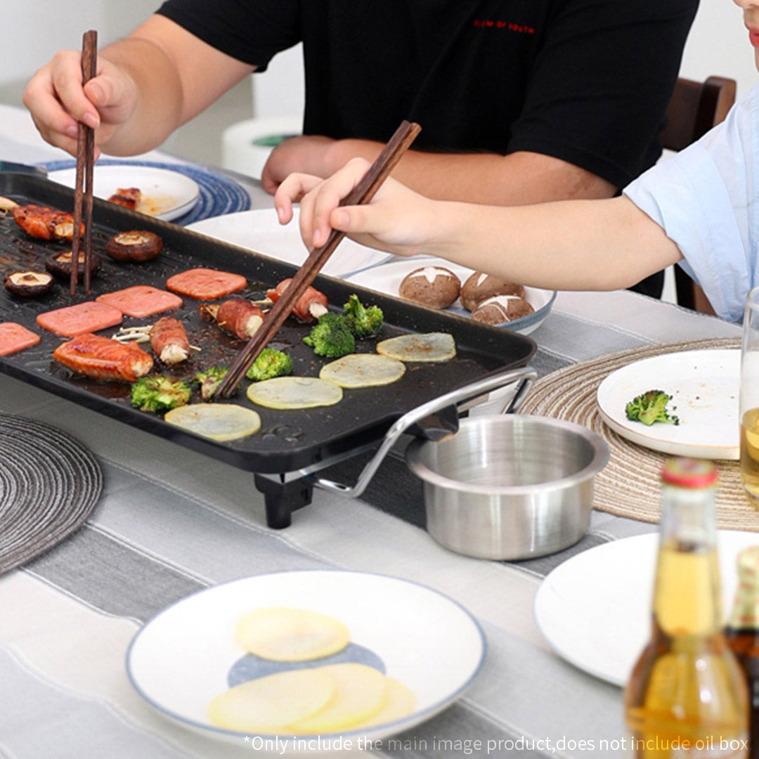 Premium 2X 48cm Electric BBQ Grill Teppanyaki Tough Non-Stick Surface Hot Plate Kitchen 3-5 Person - image5