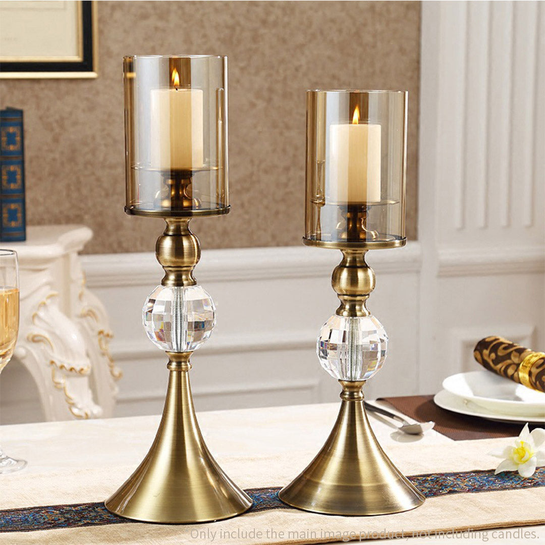 Premium 38cm Glass Candle Holder Candle Stand Glass/Metal - image5