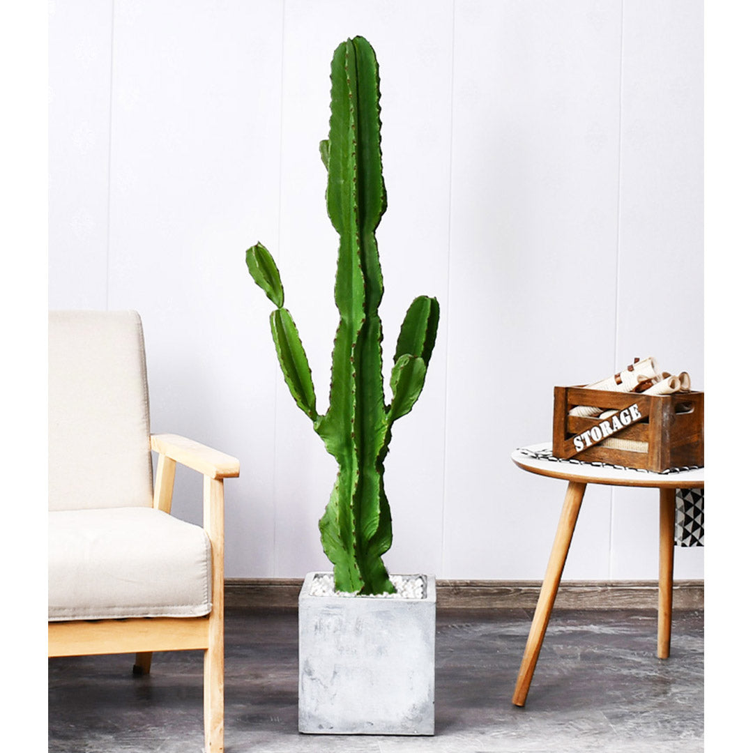 Premium 2X 120cm Green Artificial Indoor Cactus Tree Fake Plant Simulation Decorative 6 Heads - image5