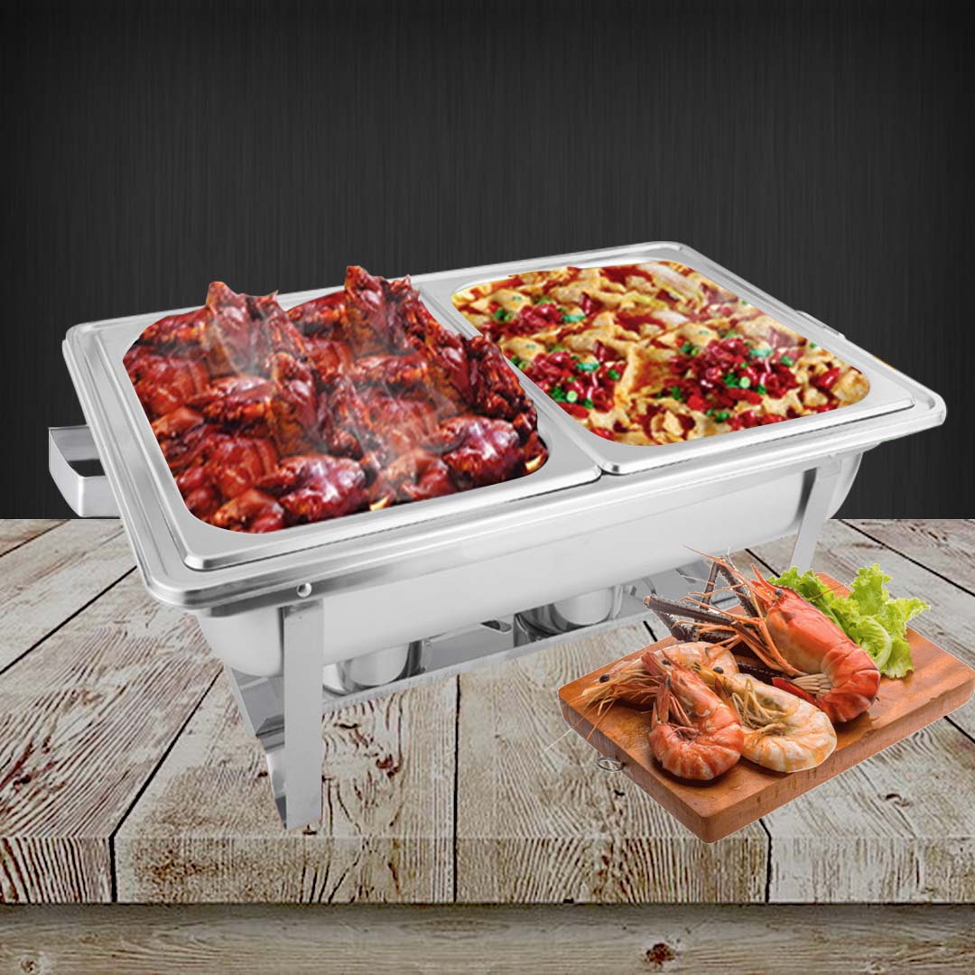 Premium 2X 4.5L Dual Tray Stainless Steel Chafing Food Warmer Catering Dish - image5