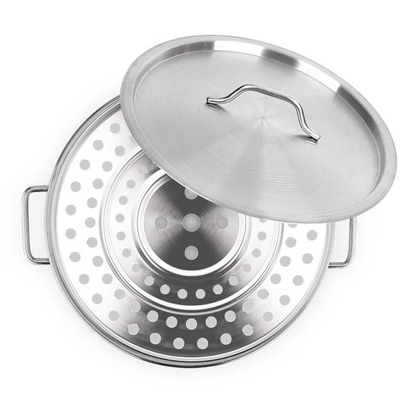 Premium 33L Stainless Steel Stock Pot with Two Steamer Rack Insert Stockpot Tray - image5