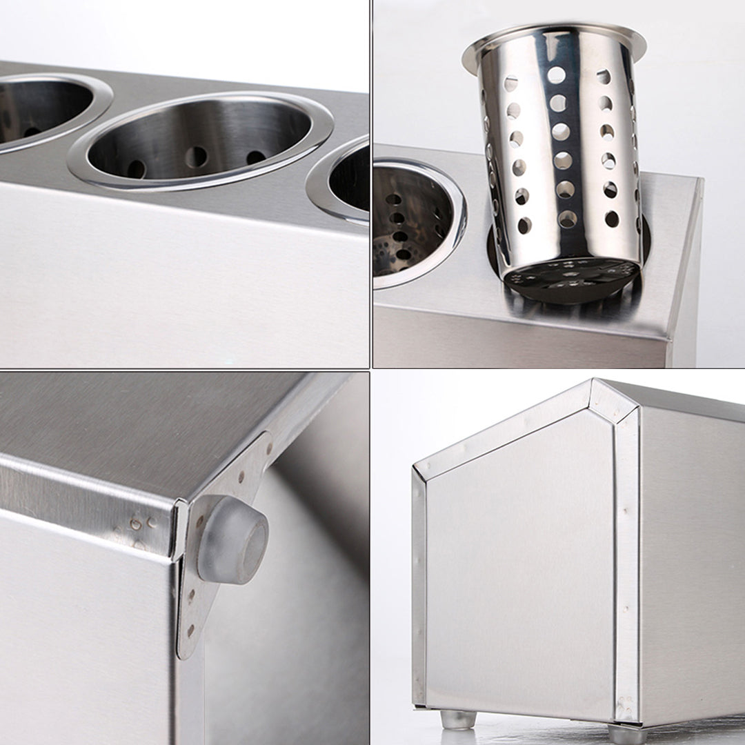 Premium 2X 18/10 Stainless Steel Commercial Conical Utensils Cutlery Holder with 5 Holes - image6