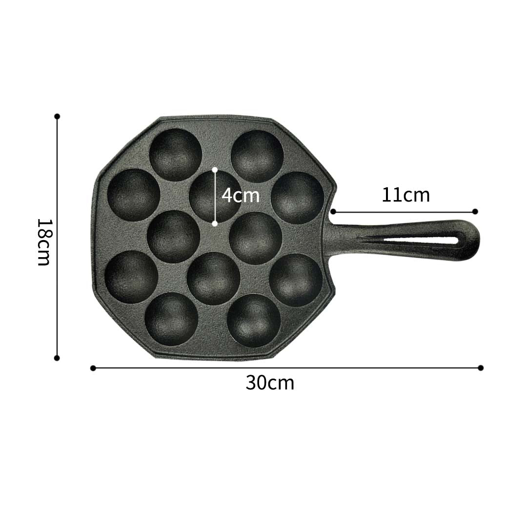 Premium 2X 18CM Cast Iron Takoyaki Fry Pan Octopus Balls Maker 12 Hole Cavities Grill Mold - image6