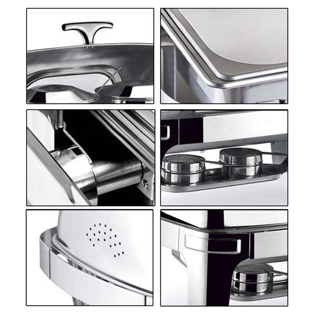 Premium 6.5L Stainless Steel Double Soup Tureen Bowl Station Roll Top Buffet Chafing Dish Catering Chafer Food Warmer Server - image6