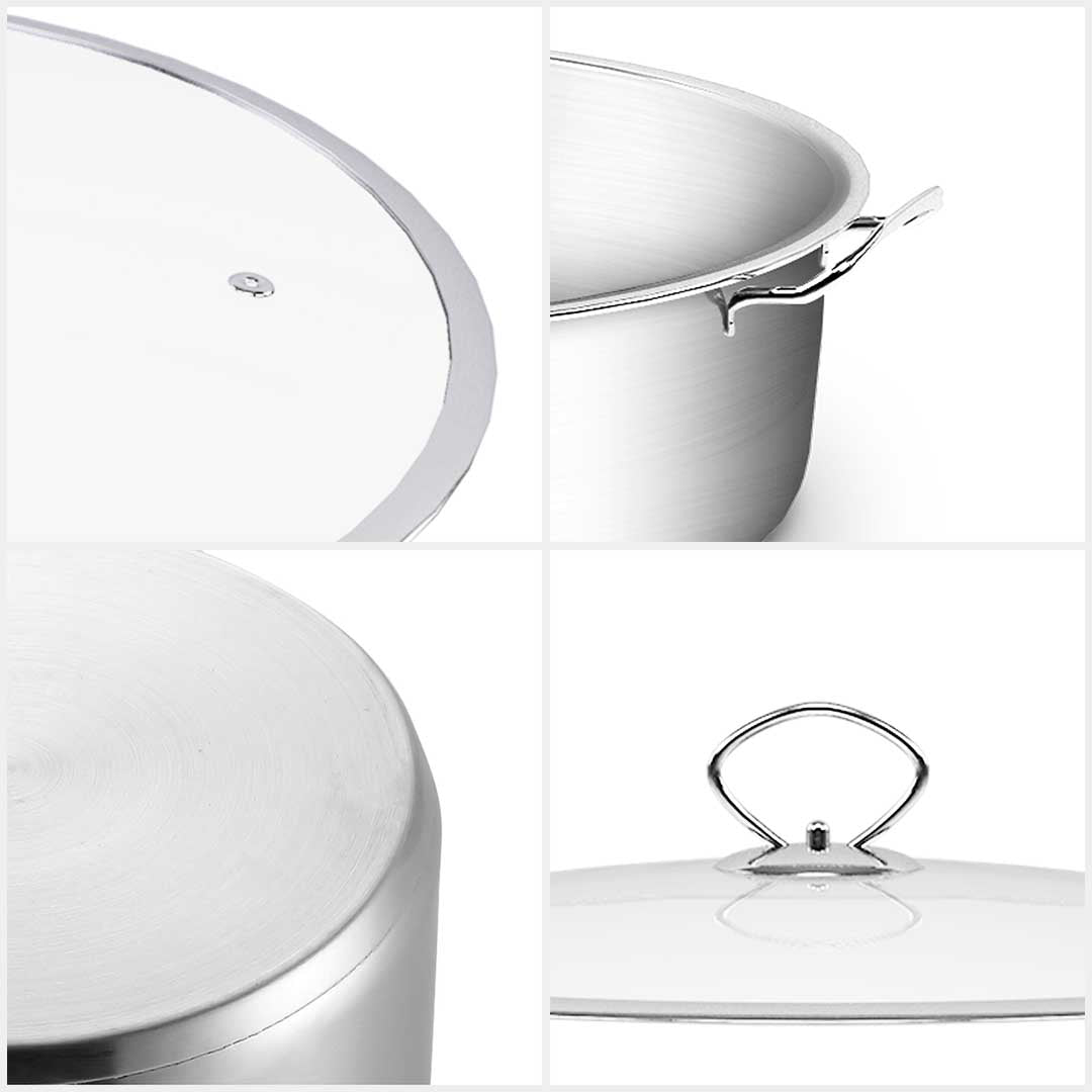 Premium 28cm Stainless Steel Saucepan Sauce pan with Glass Lid and Helper Handle Triple Ply Base Cookware - image7