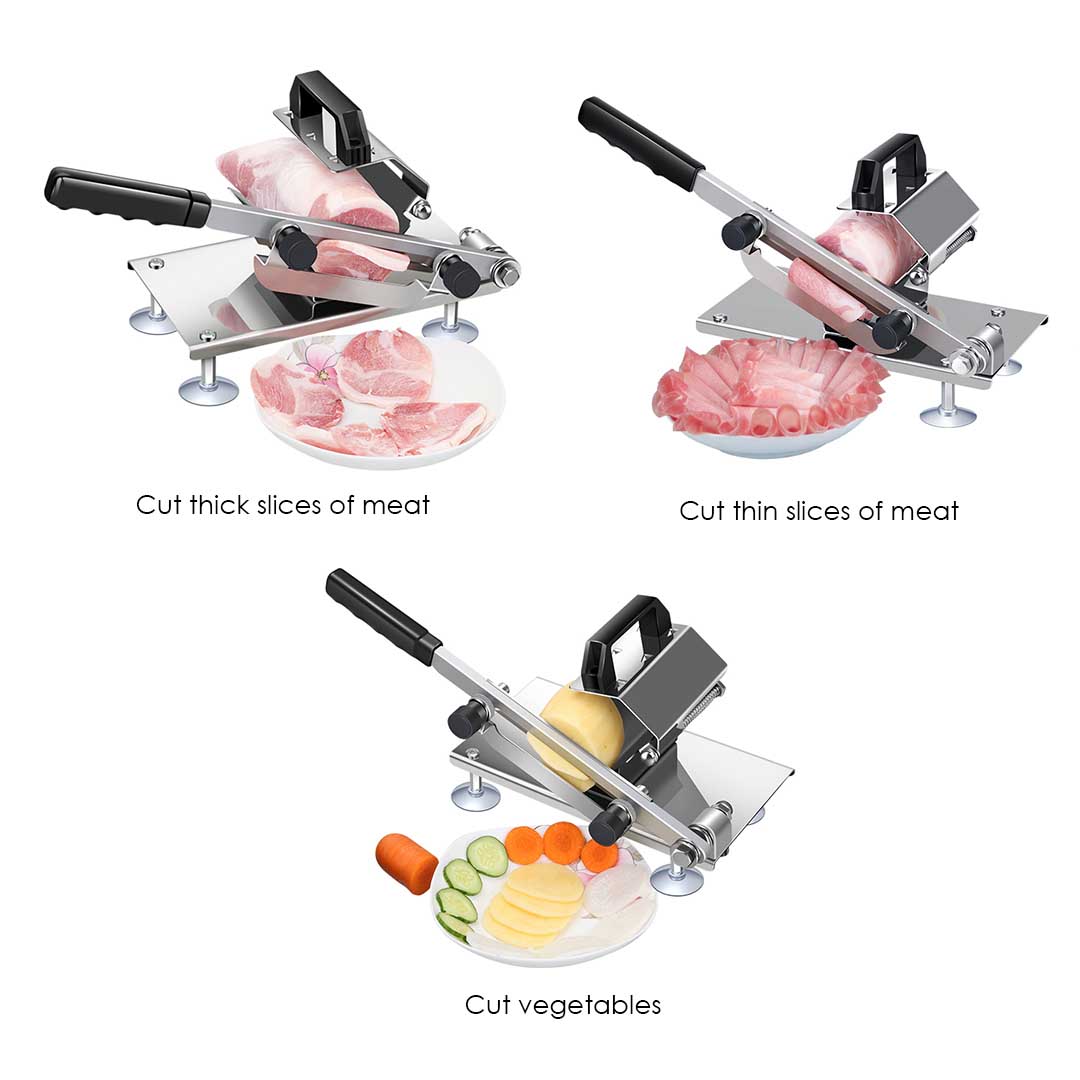 Premium Manual Frozen Meat Slicer Handle Meat Cutting Machine 18/10 Commercial Grade Stainless Steel - image5