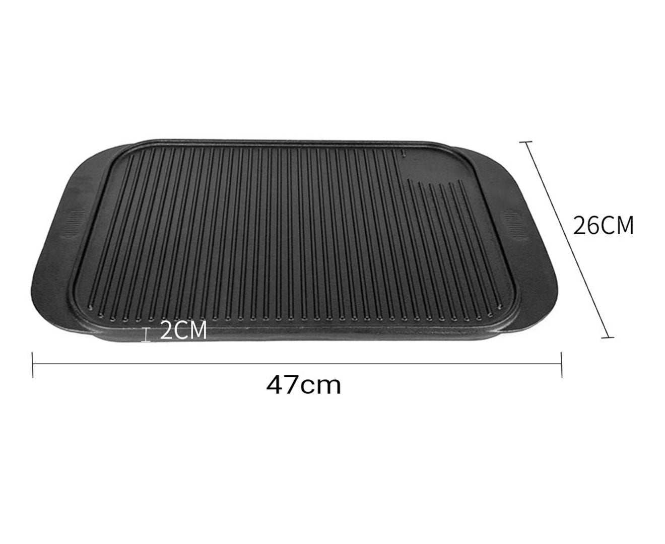 Premium 47cm Cast Iron Ridged Griddle Hot Plate Grill Pan BBQ Stovetop - image6