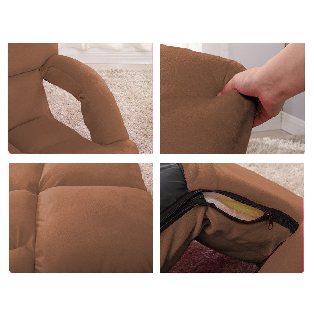 Premium 2X Foldable Lounge Cushion Adjustable Floor Lazy Recliner Chair with Armrest Coffee - image6