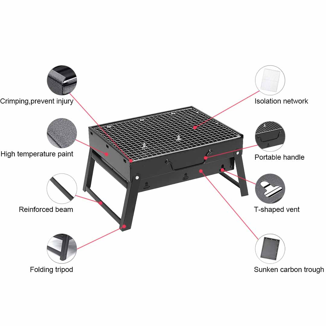 Premium Portable Mini Folding Thick Box-type Charcoal Grill for Outdoor BBQ Camping - image6