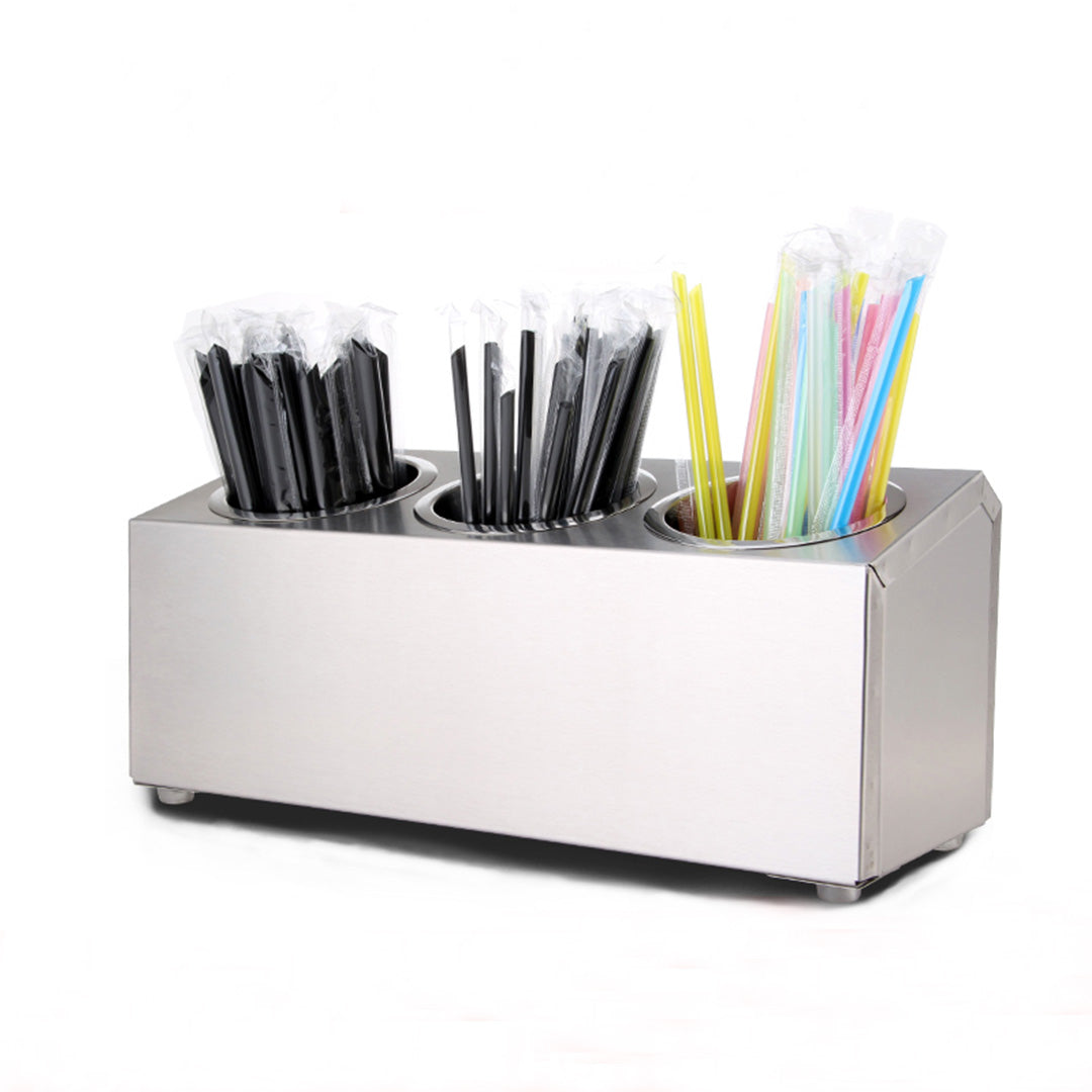 Premium 2X 18/10 Stainless Steel Commercial Conical Utensils Cutlery Holder with 3 Holes - image6
