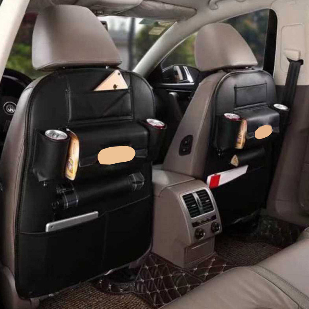 Premium 2X  PVC Leather Car Back Seat Storage Bag Multi-Pocket Organizer Backseat and iPad Mini Holder Black - image6