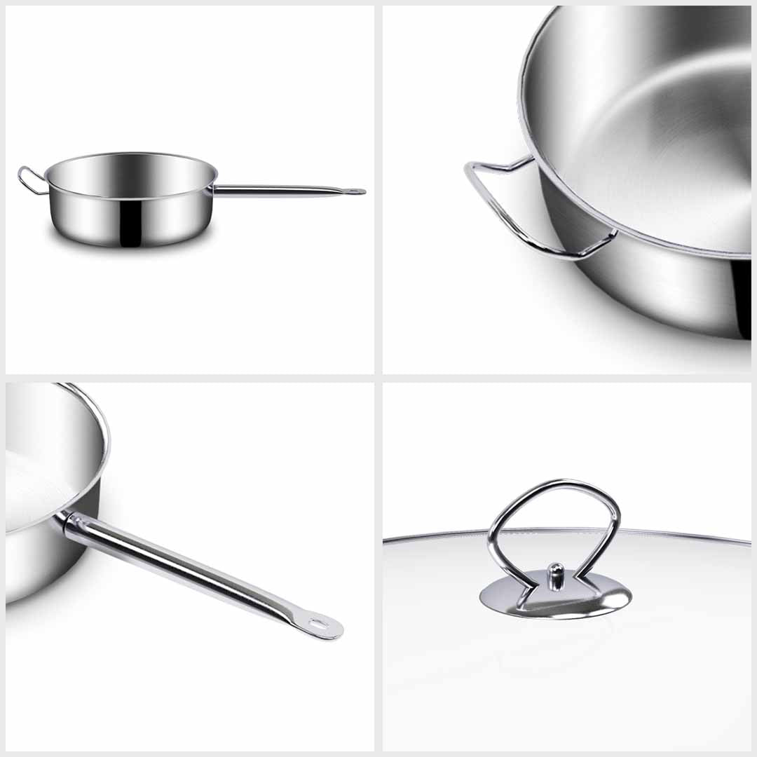 Premium 28cm Stainless Steel Saucepan Sauce pan with Glass Lid and Helper Handle Triple Ply Base Cookware - image8