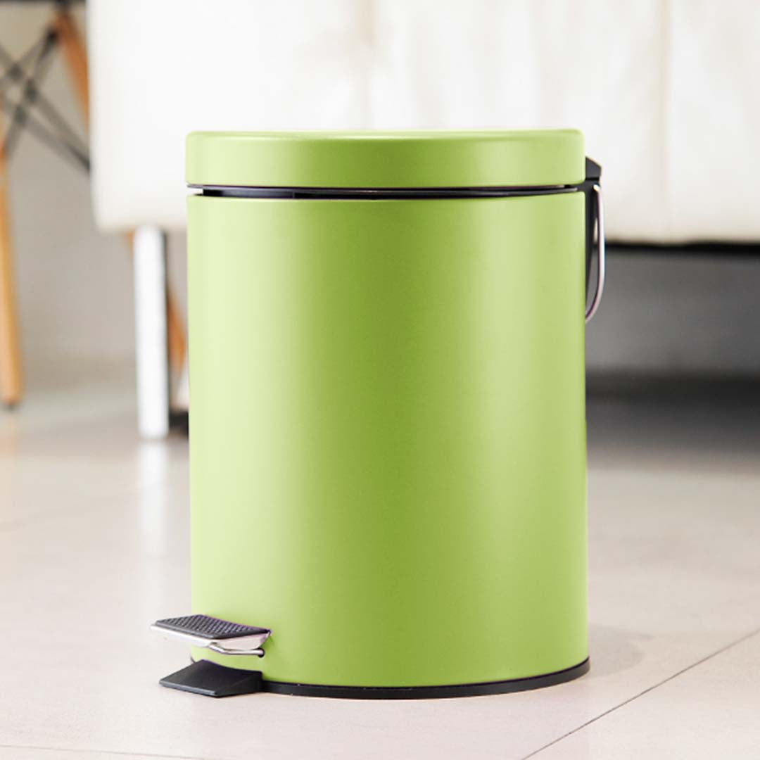 Premium Foot Pedal Stainless Steel Rubbish Recycling Garbage Waste Trash Bin Round 7L Green - image7