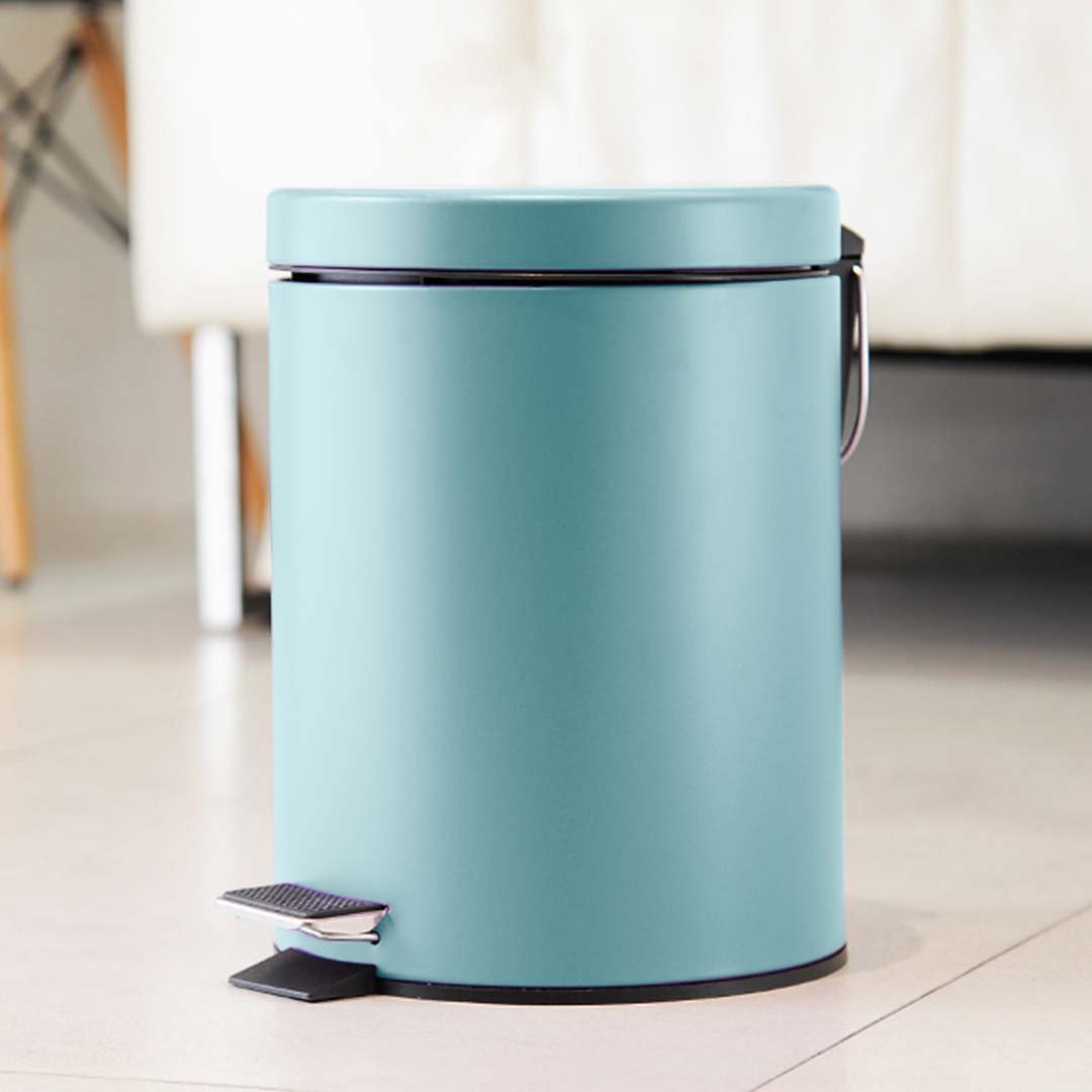 Premium 4X Foot Pedal Stainless Steel Rubbish Recycling Garbage Waste Trash Bin Round 7L Blue - image7