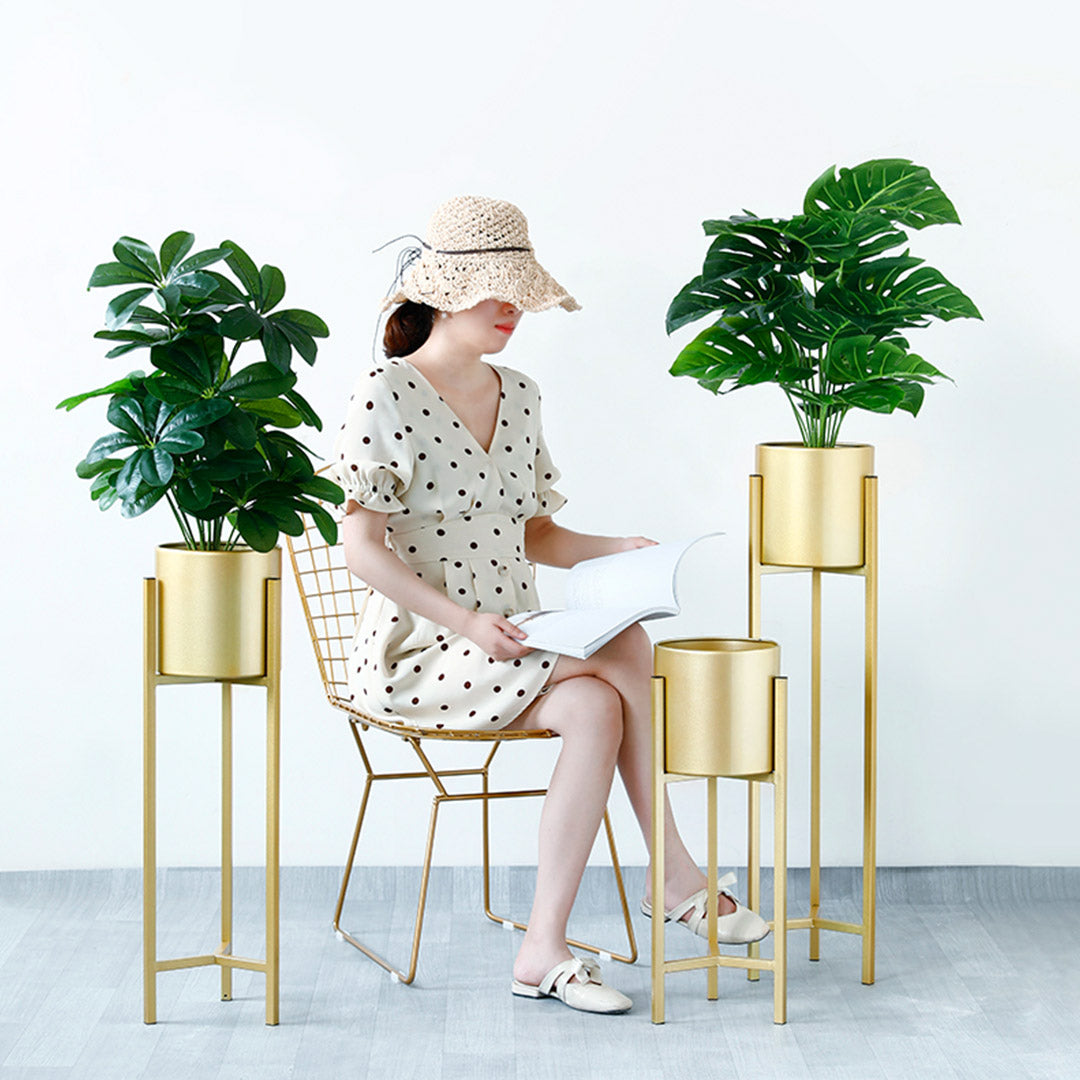 Premium 4X 90cm Gold Metal Plant Stand with Flower Pot Holder Corner Shelving Rack Indoor Display - image7