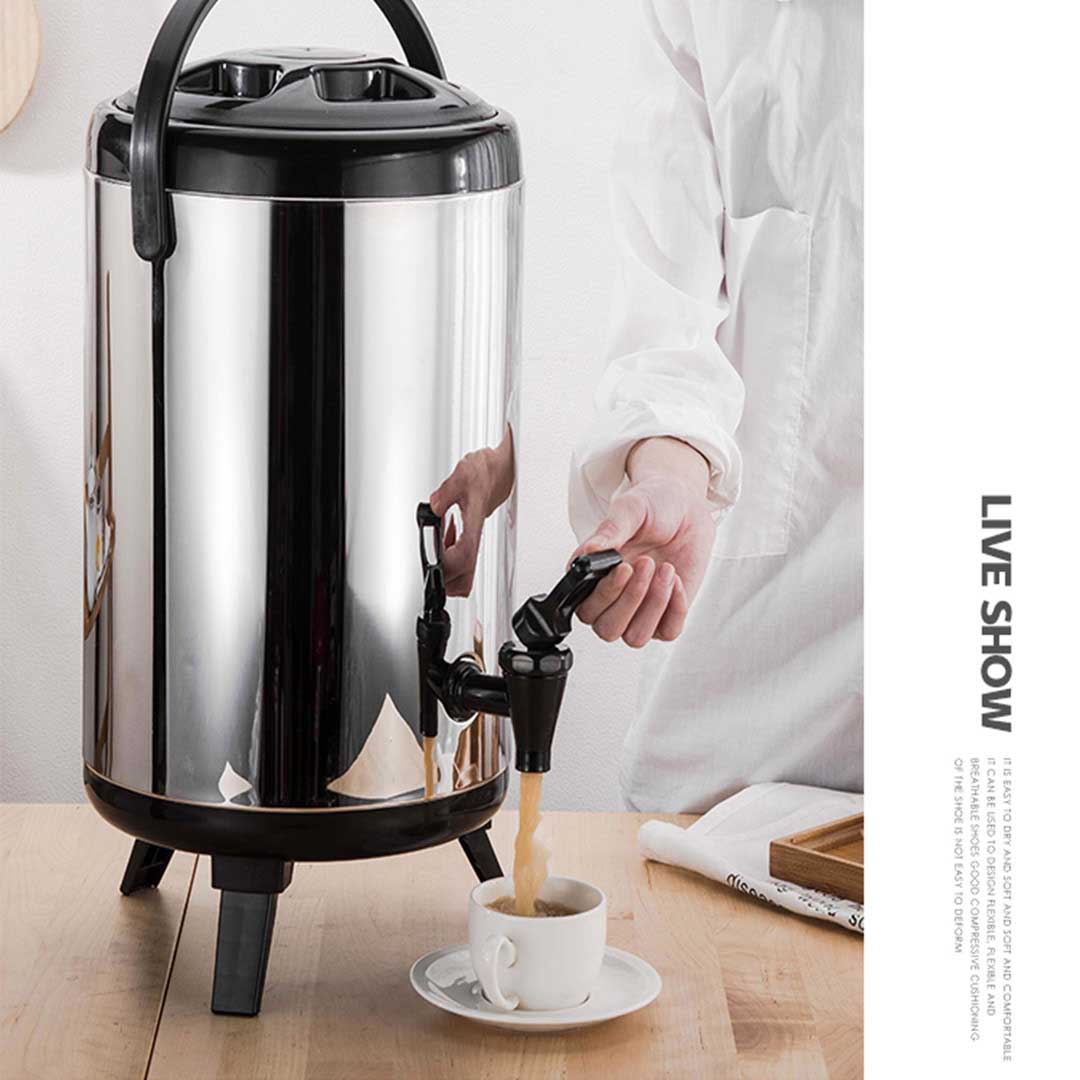 2 x 10L Portable Insulated Cold/Heat Coffee Bubble Tea Pot Beer Barrel With Dispenser - image7