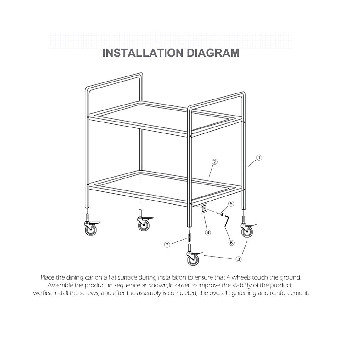 Premium 2X 2 Tier 85x45x90cm Stainless Steel Kitchen Trolley Bowl Collect Service Food Cart Medium - image7