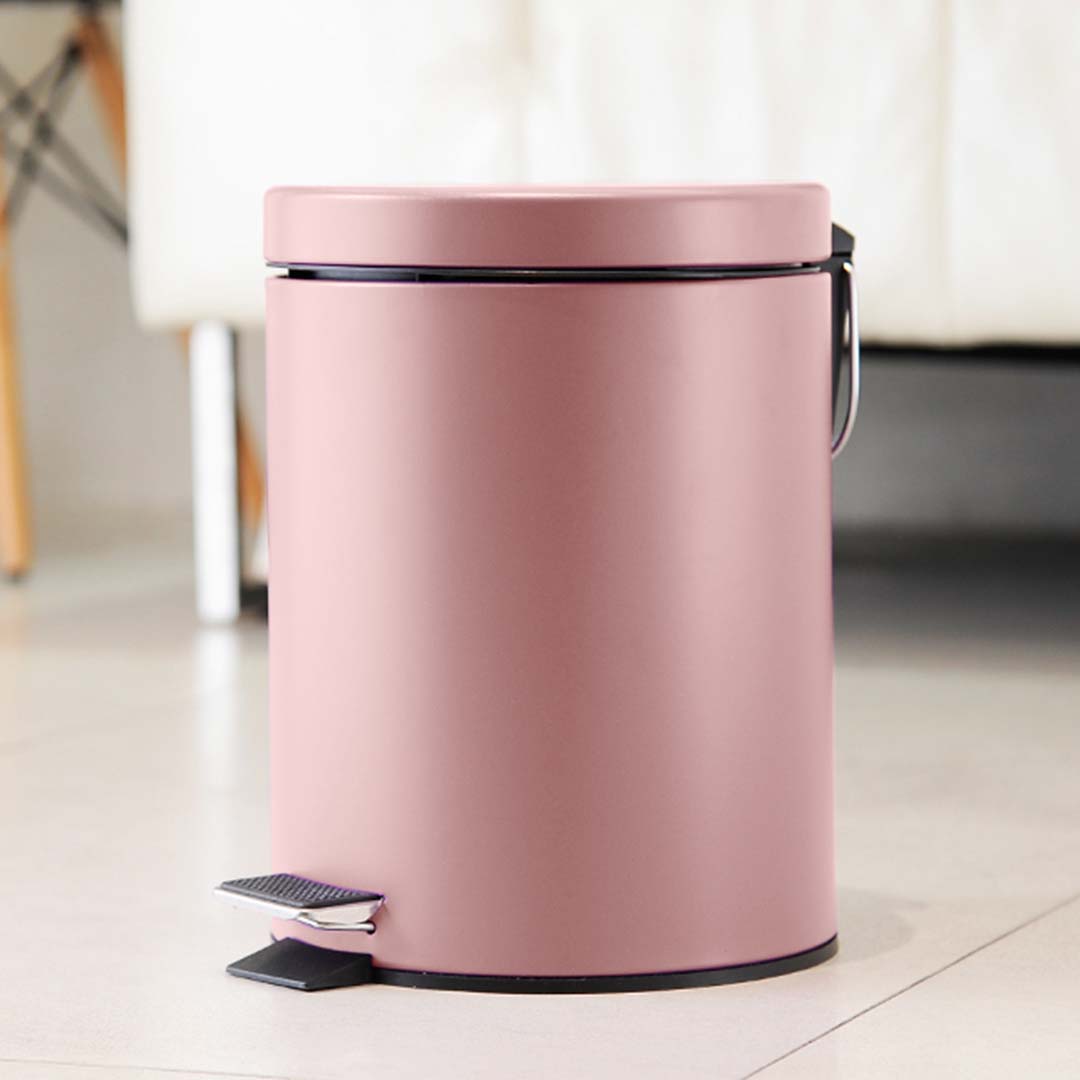 Premium 4X Foot Pedal Stainless Steel Rubbish Recycling Garbage Waste Trash Bin Round 12L Pink - image7