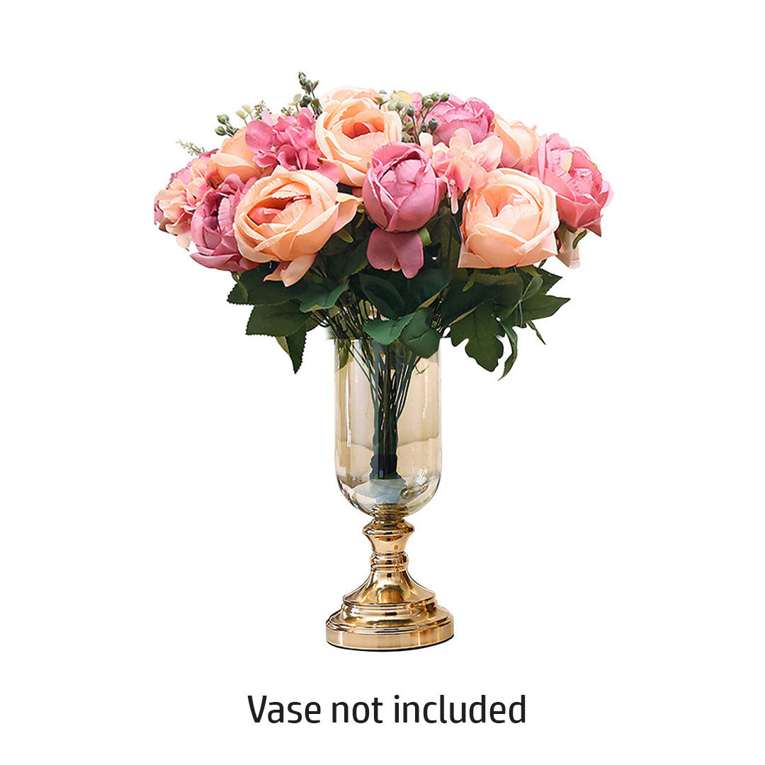 Premium 3pcs Artificial Silk with 15 Heads Flower Fake Rose Bouquet Table Decor Pink - image7