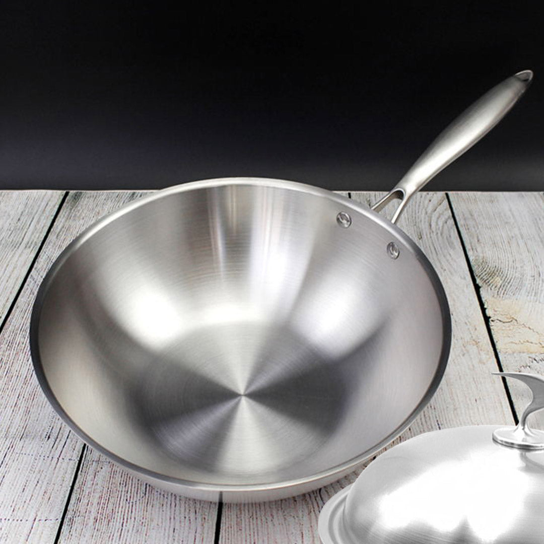 Premium 18/10 Stainless Steel Fry Pan 32cm Frying Pan Top Grade Cooking Skillet with Lid - image7