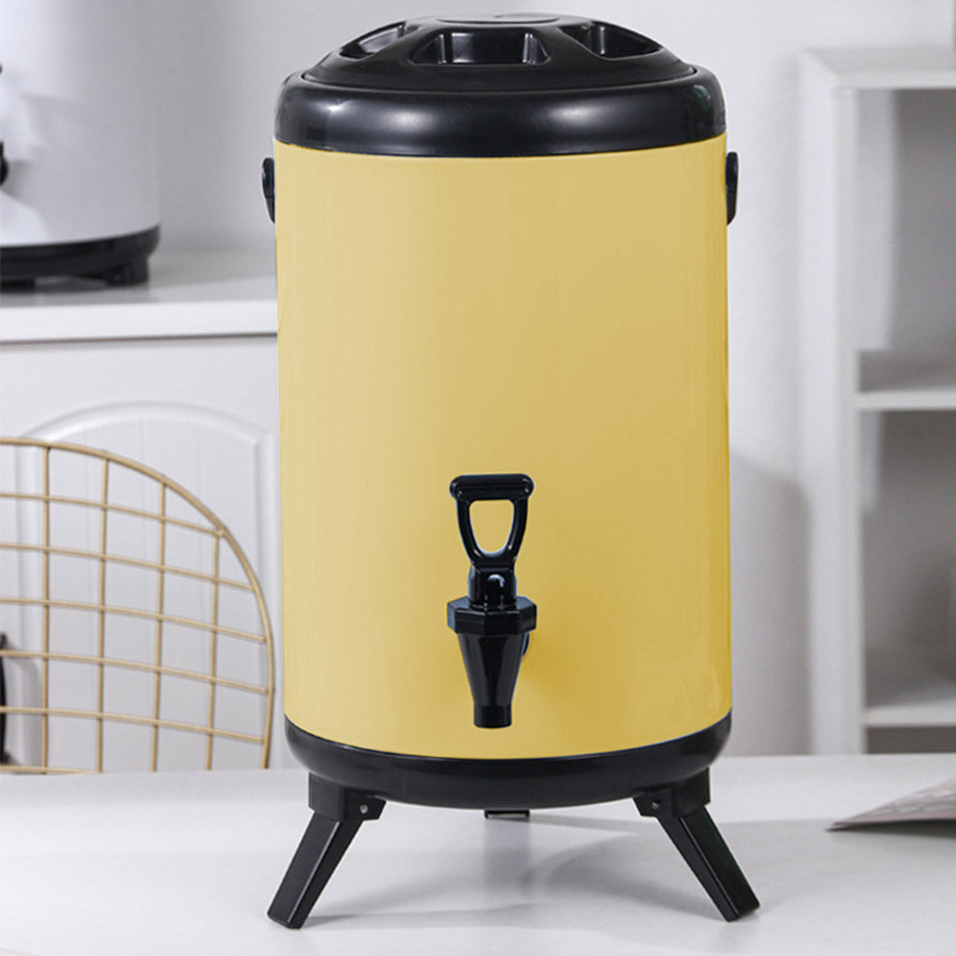 Premium 4X 8L Stainless Steel Insulated Milk Tea Barrel Hot and Cold Beverage Dispenser Container with Faucet Yellow - image8