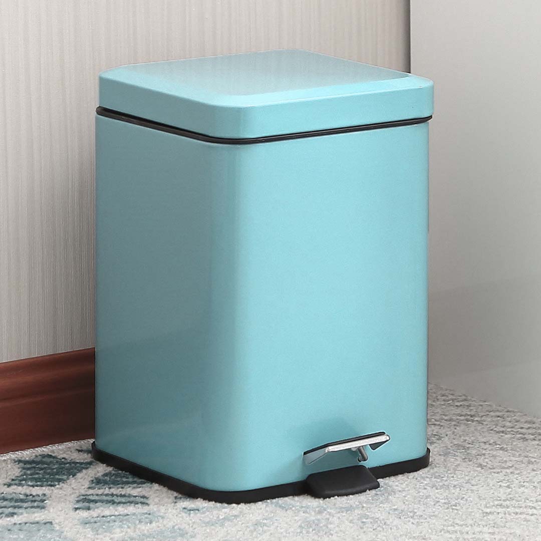 Premium 4X Foot Pedal Stainless Steel Rubbish Recycling Garbage Waste Trash Bin Square 6L Blue - image8