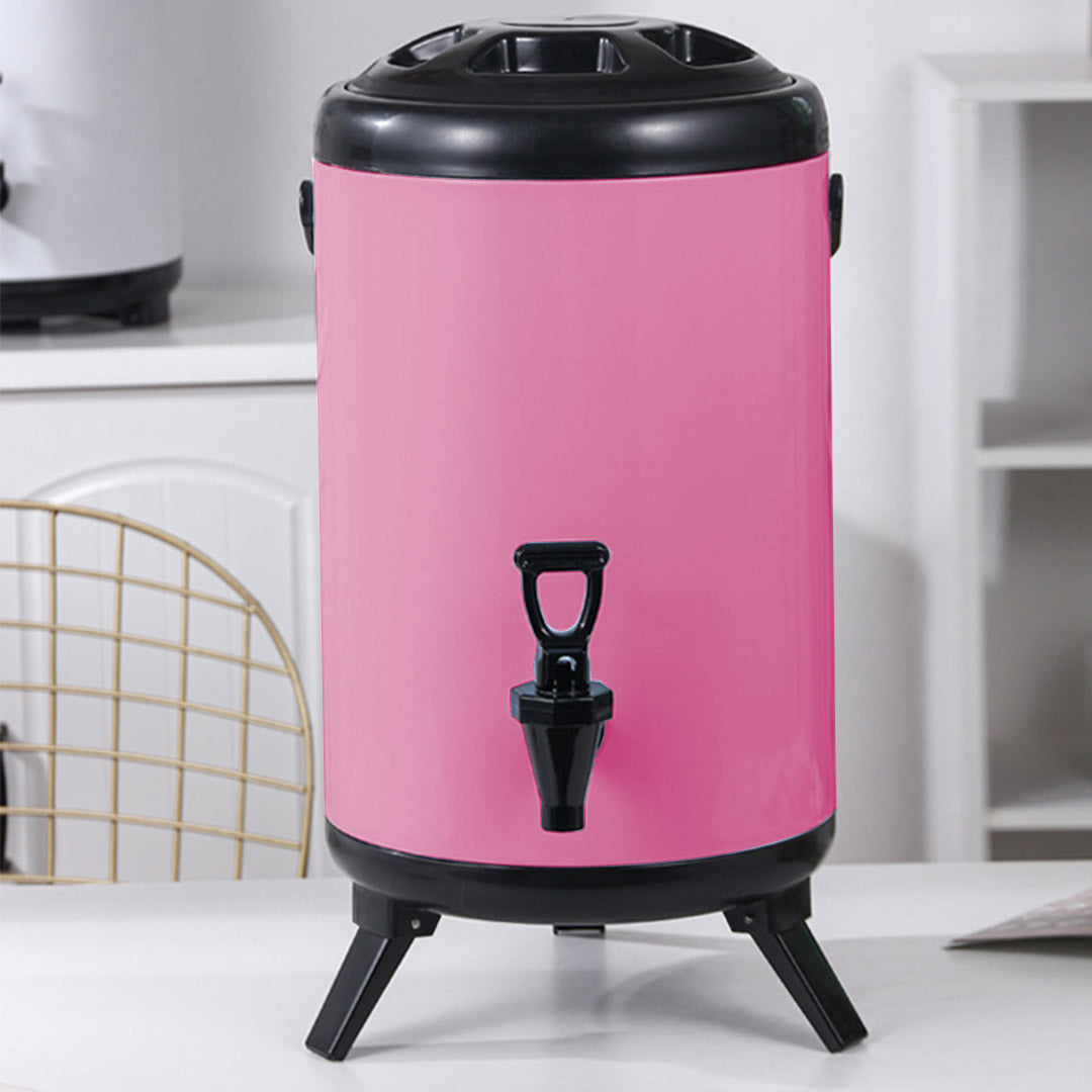 Premium 16L Stainless Steel Insulated Milk Tea Barrel Hot and Cold Beverage Dispenser Container with Faucet Pink - image8