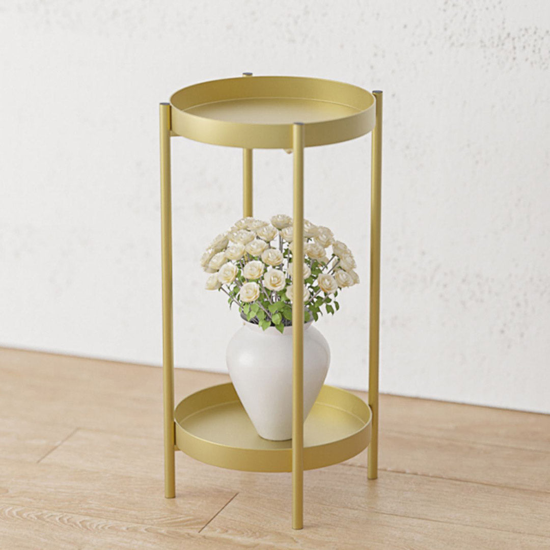 Premium 2 Layer 80cm Gold Metal Plant Stand Flower Pot Holder Corner Shelving Rack Indoor Display - image8