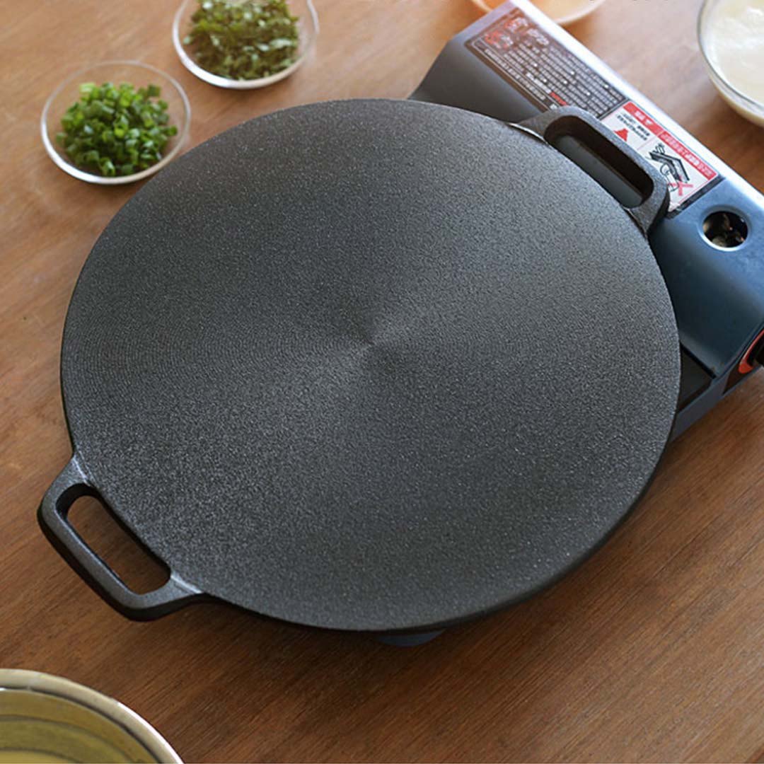 Premium 37cm Cast Iron Induction Crepes Pan Baking Cookie Pancake Pizza Bakeware - image8