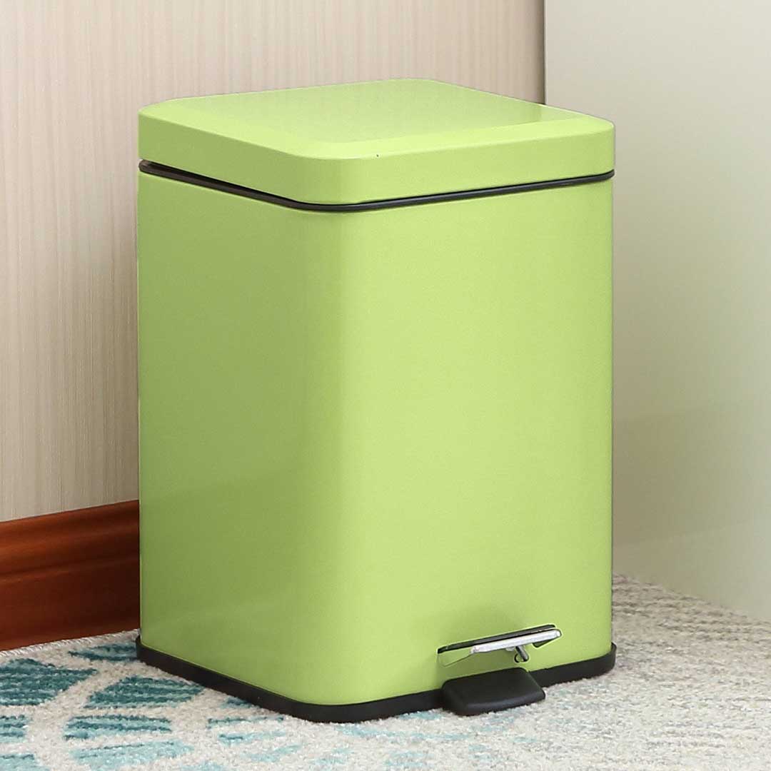 Premium 2X Foot Pedal Stainless Steel Rubbish Recycling Garbage Waste Trash Bin Square 12L Green - image8